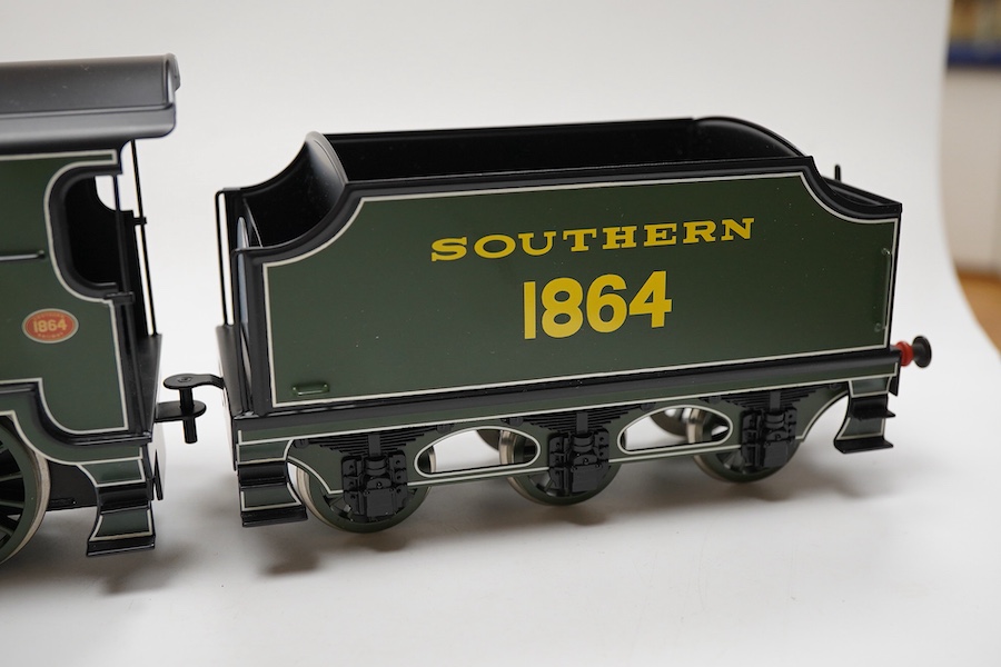 A boxed Bassett-Lowke by Corgi 0 gauge tinplate Southern Railway Maunsell N class 2-6-0 tender locomotive, 1864, in green livery, a special limited release, with option for two or three rail running, with instruction lea